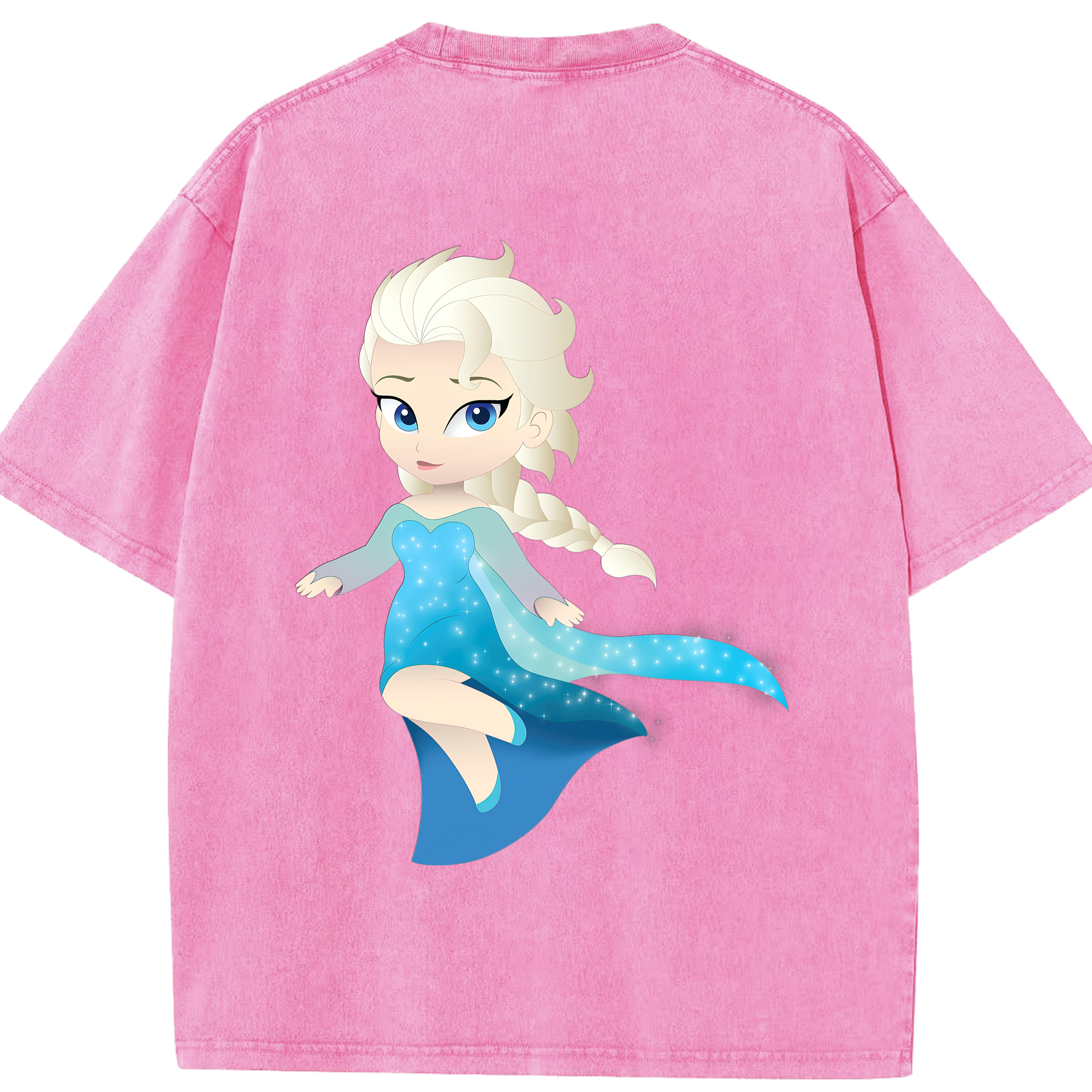 （画像用） アナと雪の女王 アンナ エルサ Frozen Anna Elsa 綿100% ヴィンテージ風 半袖Tシャツ（背面プリント）